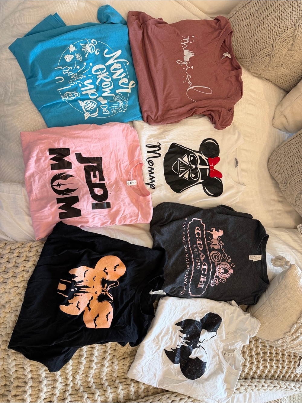 Womens Disney Tees- Assorted Pink, Blue, White, Black, Gray, Mauve Designs